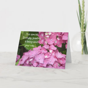 Verjaardagsgroeten Roze Hortensia's Kaart