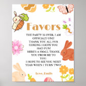 Verjaardagsgunsten paashaas feestbord poster (Voorkant)