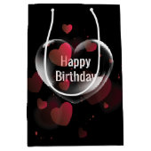 Verjaardagshartbubbelig met rood hart medium cadeauzakje (Voorkant)