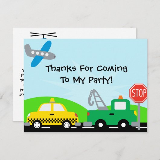 Verjaardagshelikopter Bedankt Briefkaart (Voorkant / Achterkant)