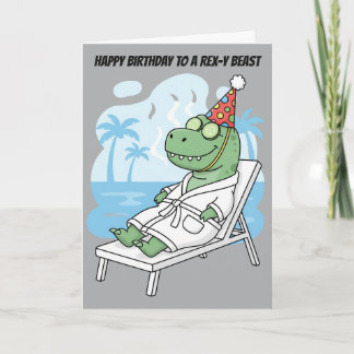 Verjaardagshoed voor T-Rex Spa-dag - Grappige Dino Kaart