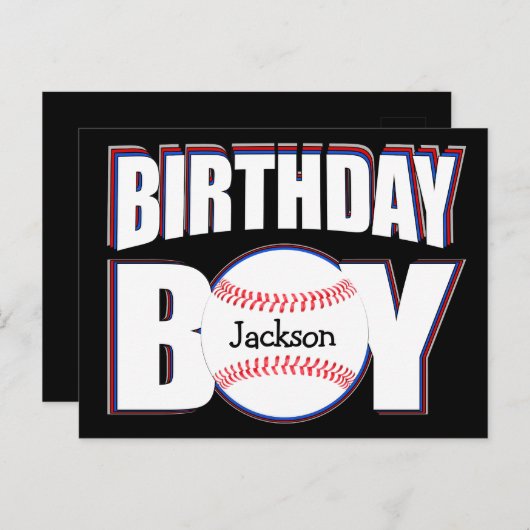 Verjaardagsjongen Aangepaste Honkbal Speler Naam Briefkaart (Voorkant / Achterkant)