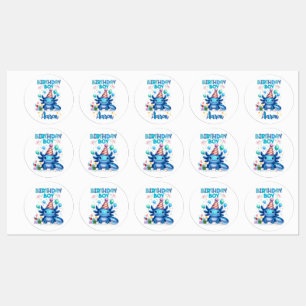 Verjaardagsjongen Axolotl vibes Schattige feestont Labels