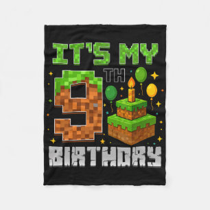 Verjaardagsjongen Het is mijn 9e verjaardag Gamer Fleece Deken