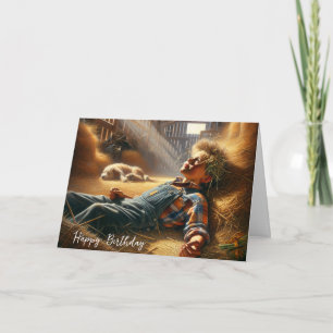 Verjaardagsjongen in schuur Hayloft Kaart