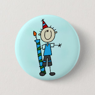 Verjaardagsjongen Met Kaars T-shirts en Cadeaus Ronde Button 5,7 Cm