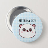Verjaardagsjongen Panda Kawaii Ronde Button 7,6 Cm (Voorkant /achterkant)