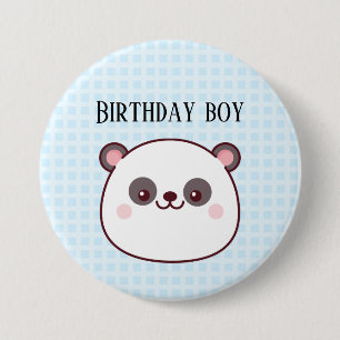 Verjaardagsjongen Panda Kawaii Ronde Button 7,6 Cm