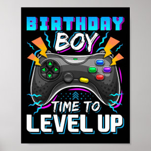 Verjaardagsjongen Tijd om te Level Up Videospel Ve Poster