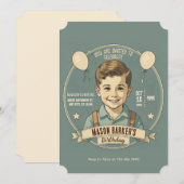 Verjaardagsjongen vintage kaart (Voorkant / Achterkant)