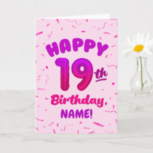 Verjaardagskaart 19 jaar met eigen naam kaart