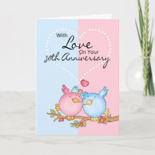 Verjaardagskaart - 30ste verjaardag Love Birds Kaart