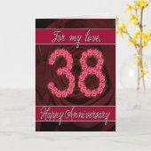 Verjaardagskaart 38ste met rozen en bladeren kaart (Gele Bloem)