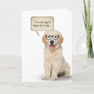 Verjaardagskaart 45 jaar met gouden retriever pup kaart