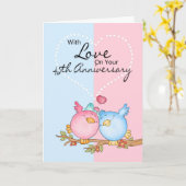 Verjaardagskaart - 45-jarig jubileum Love Birds Kaart (Gele Bloem)