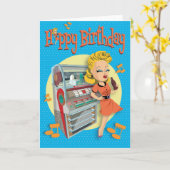 verjaardagskaart 50ties rock classic jukebox kaart (Gele Bloem)