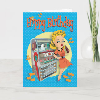 verjaardagskaart 50ties rock classic jukebox kaart