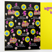 Verjaardagskaart 5 jaar, #5 Zwart Drieluik Kaart (Binnenzijde eerst)