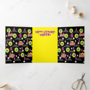 Verjaardagskaart 5 jaar, #5 Zwart Drieluik Kaart