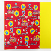 Verjaardagskaart 7 jaar, #7 Rood & Geel Drieluik Kaart (Binnenzijde eerst)