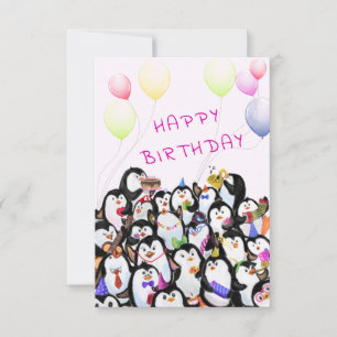 Verjaardagskaart Baby Gelukkige Pinguïns Feestje Kaart
