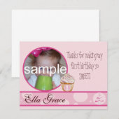 Verjaardagskaart bedankt 1e verjaardag (Voorkant / Achterkant)