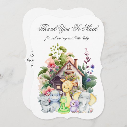 Verjaardagskaart Bedankt Baby Shower Mooie Dieren Kaart (Voorkant / Achterkant)