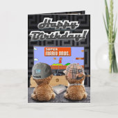 Verjaardagskaart beren spelen Mario Kaart (Voorkant)