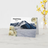 Verjaardagskaart Bergen en Witte Bloemen Kaart (Gele Bloem)