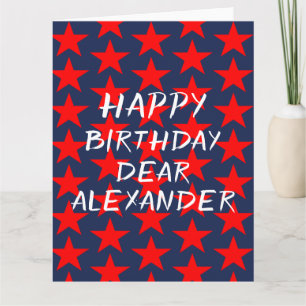 Verjaardagskaart Blauw En Rood Gelukkig Kaart