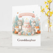 Verjaardagskaart bosdieren voor kleindochter kaart (Gele Bloem)