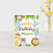 Verjaardagskaart Boys Safari Jungle Dieren Kaart (Gele Bloem)