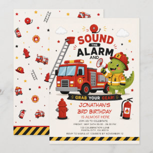 Verjaardagskaart brandweerman dinosaurus Alarm Gel Kaart