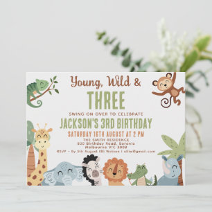 Verjaardagskaart Bruin Groen Jong Wild Drie 3de Ve Kaart