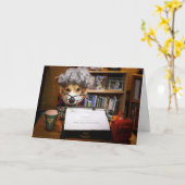 Verjaardagskaart Corgi Secretary Kaart (Gele Bloem)