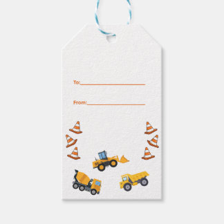 Verjaardagskaart Cute Construction Truck Cadeaulabel