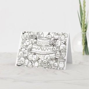 Verjaardagskaart - Doodle verjaardagstaart Kaart