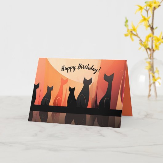 Verjaardagskaart Editable Cool Cats Kaart (Gele Bloem)