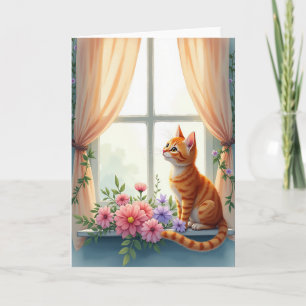 Verjaardagskaart Florale Kitten Kaart