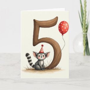 Verjaardagskaart Furry Creature 5 Jaar Kaart