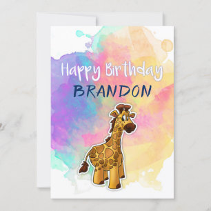 Verjaardagskaart Giraffe Kleurrijk Kaart