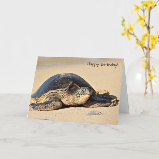 Verjaardagskaart Hawaiiaanse Zeeschildpad Kaart (Gele Bloem)
