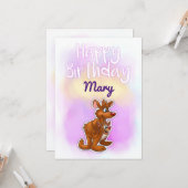 Verjaardagskaart Kangoeroe Kaart (Voorkant / Achterkant in situ)