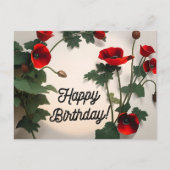 Verjaardagskaart, klaprozen bloemen, briefkaart (Voorkant)