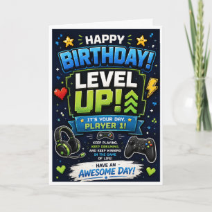 Verjaardagskaart 'Level Up' voor zoon Kaart