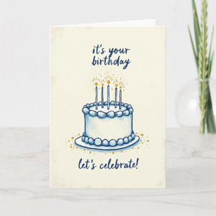 Verjaardagskaart met Azure Cake Kaart
