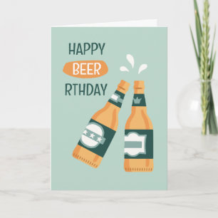 Verjaardagskaart met bierflesjes en een grapje ove kaart