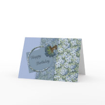 Verjaardagskaart met blauwe bloemen