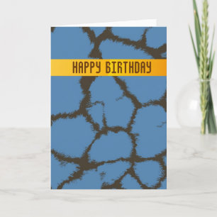 Verjaardagskaart met blauwe giraffe vachtpatroon kaart