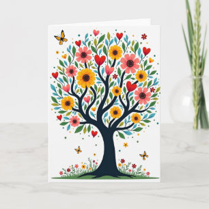 Verjaardagskaart met bloeiende boom kaart
